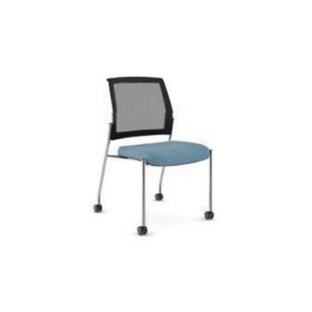 Armless Side Chair with Casters, Chrome Frame