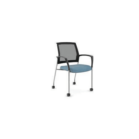 Side Chair with Arms and Casters, Chrome Frame