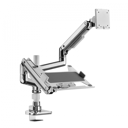 PDS Dual Monitor Arm Laptop Tray-Polished Aluminium